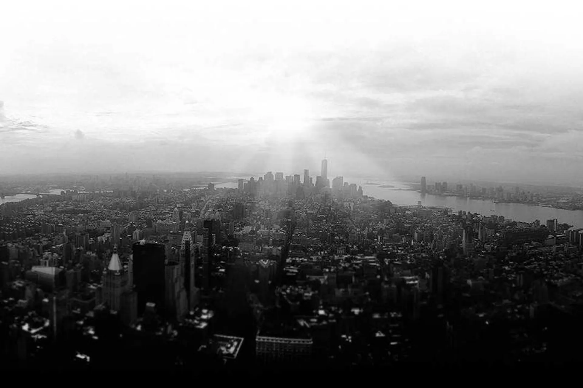 City skyline at dusk